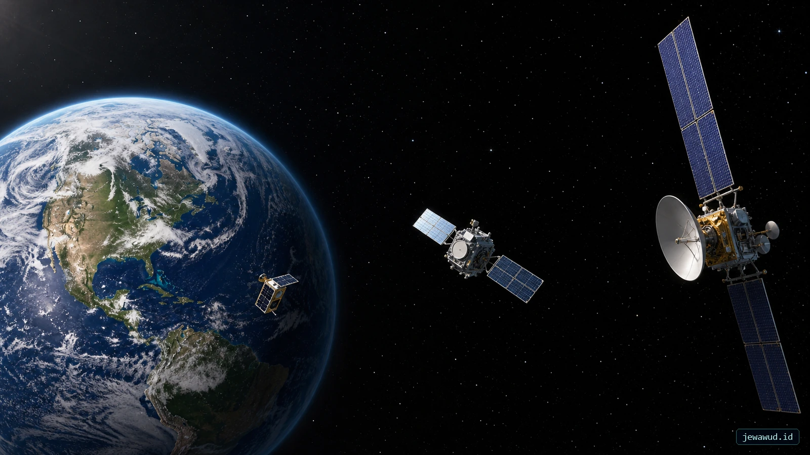 Satellites operating at different orbital altitudes above Earth