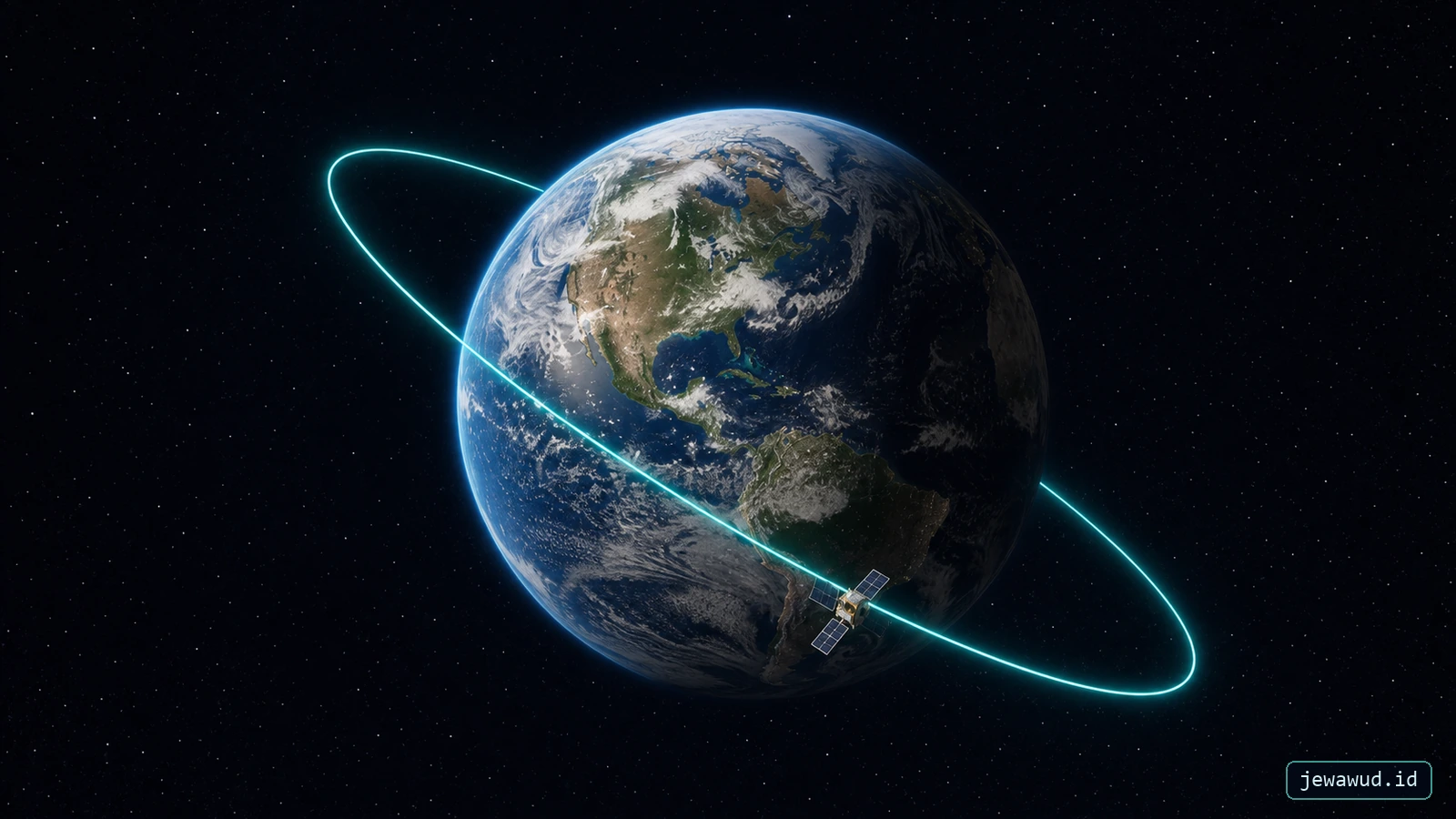 A satellite following a single inclined orbit around Earth