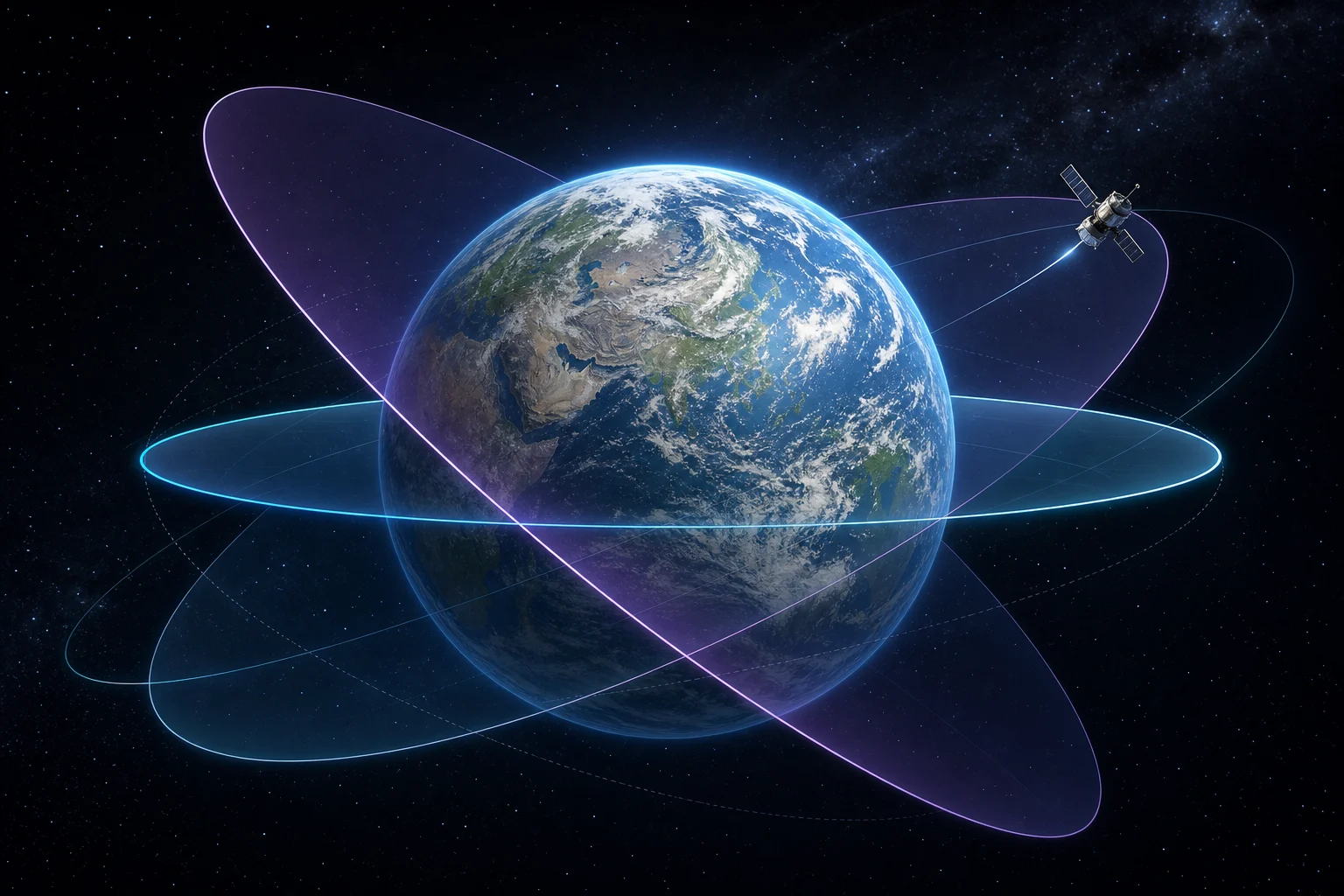 Inclined satellite orbit around Earth