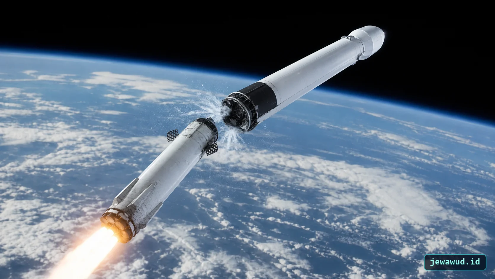 Rocket stage separation illustration