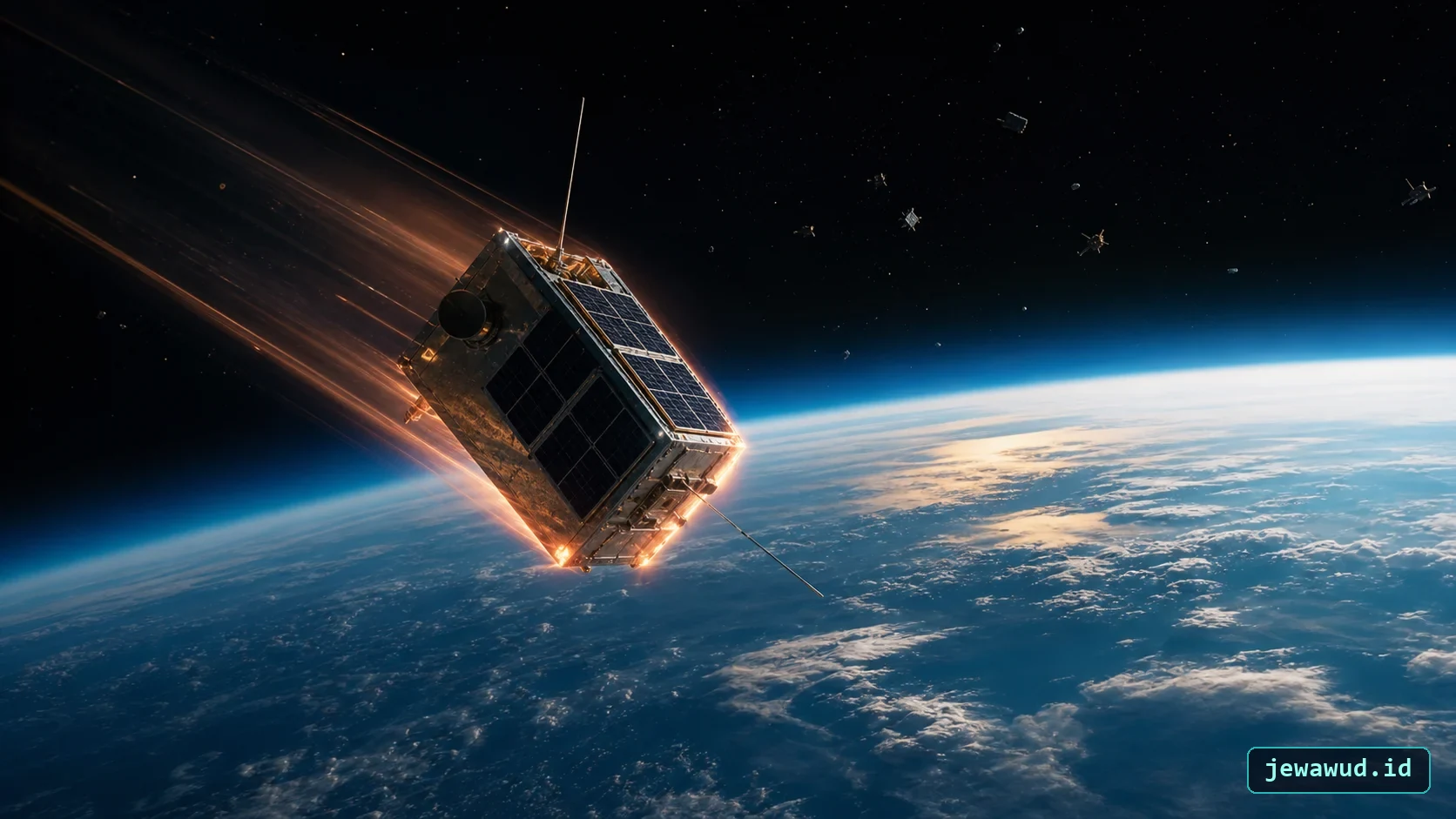 Satellite orbital decay and reentry illustration
