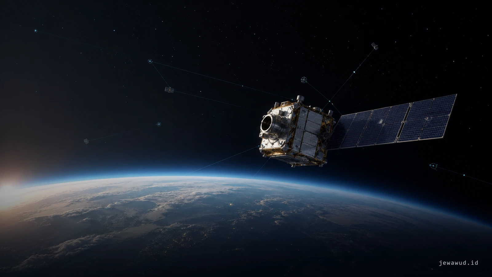 Earth-orbiting satellite connected to a subtle tracking network