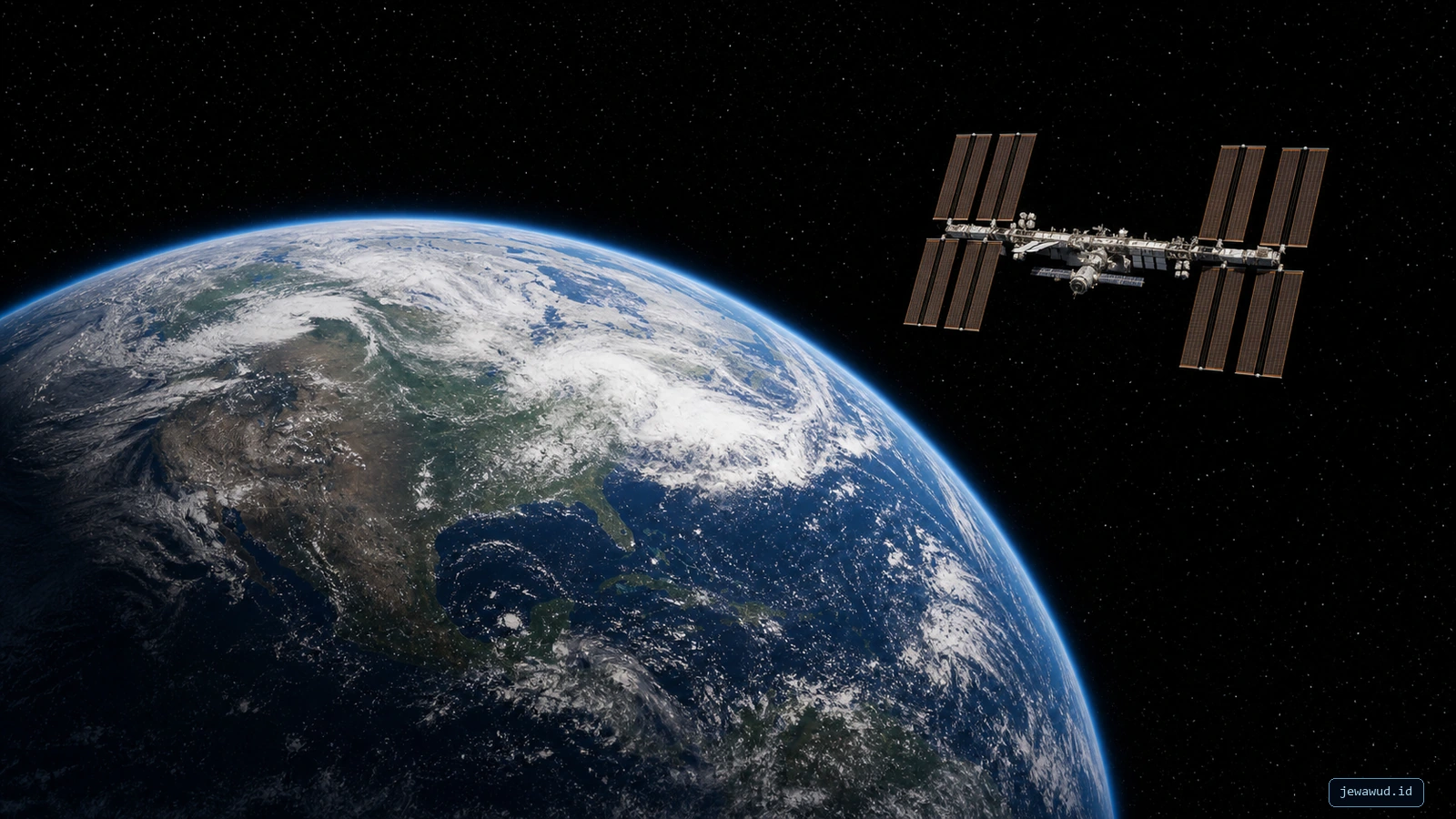 Earth and the International Space Station illustrating satellite orbit propagation