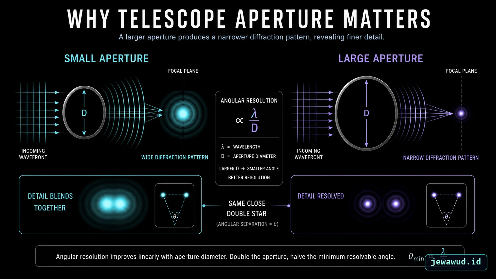 Telescope aperture and diffraction-limited angular resolution
