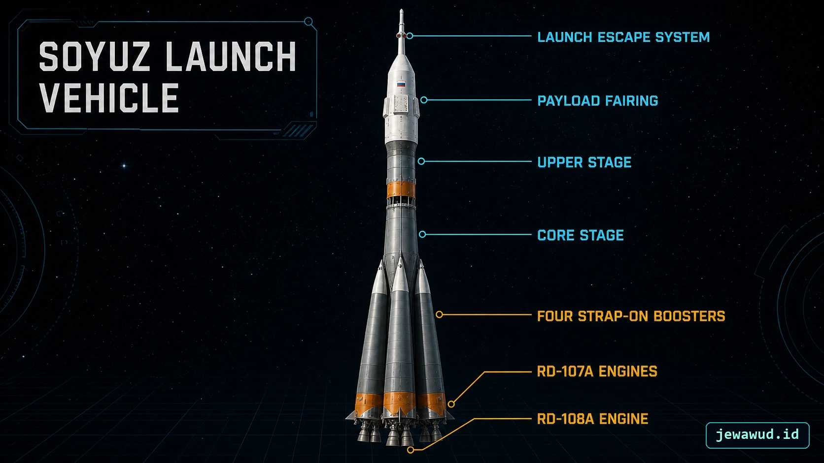 Soyuz launch vehicle stages boosters engines and payload fairing